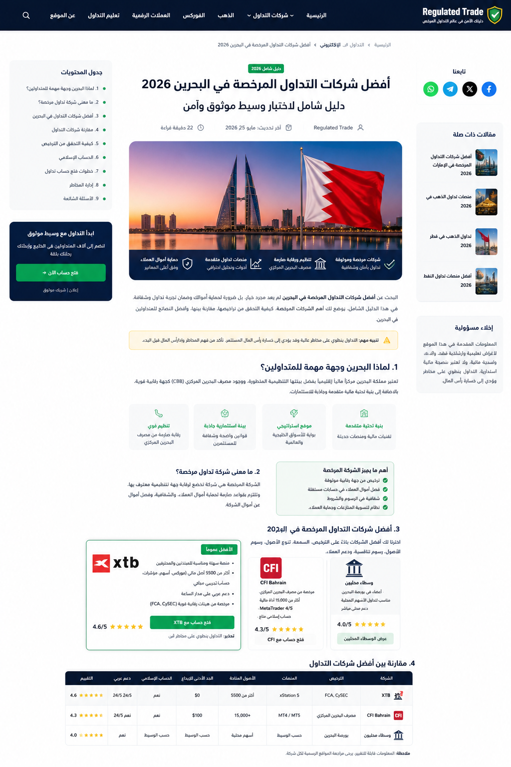 أفضل شركات التداول المرخصة في البحرين
